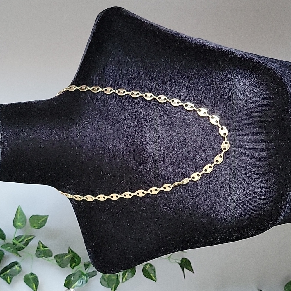 Vintage 14KGP Button Chain Necklace